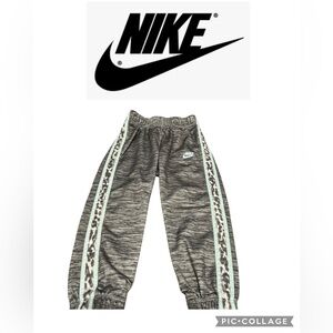 Nike Kids Gray and Blue Sweatpants with Patterned Stripes